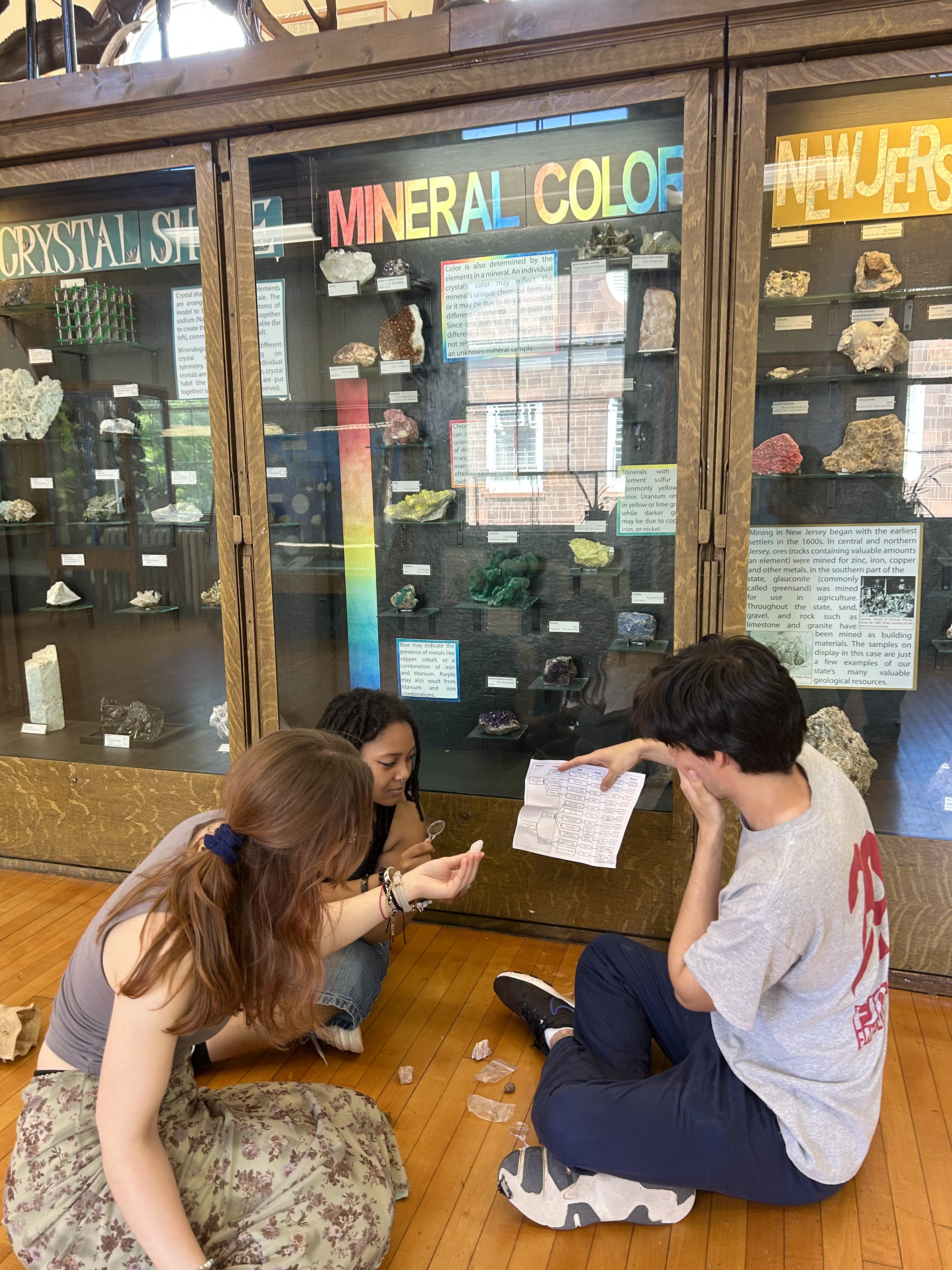 Children participating in a fossil activity.